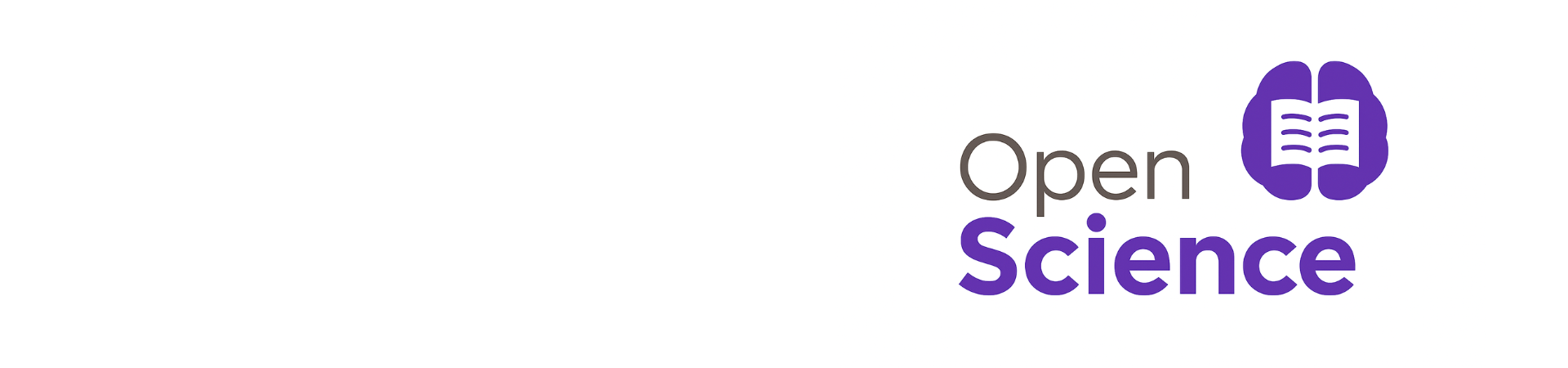 A brain with an open book beside the words Open Science